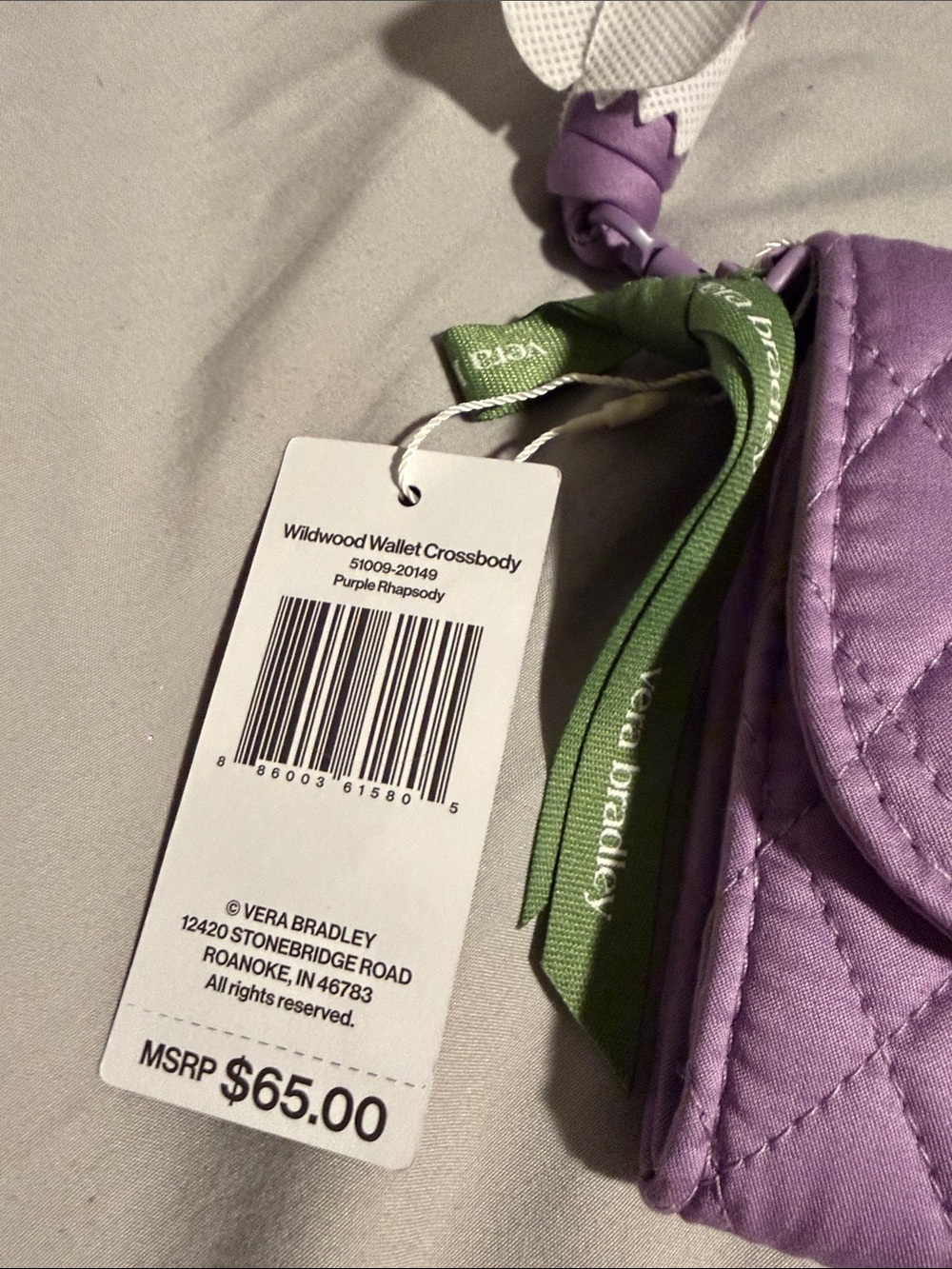 Vera Bradley Quilted Lavender Wildwood Crossbody Wallet - Picture 2 of 9